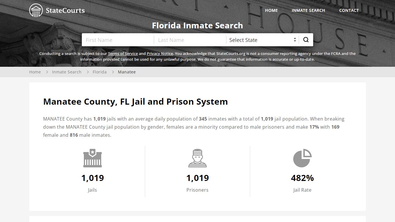 Manatee County, FL Inmate Search - StateCourts